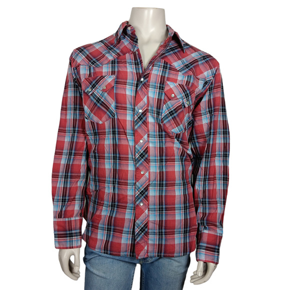 Wrangler Other - Wrangler Western Fashion Snap Shirt Size XL Red and Blue Plaid